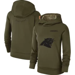 Carolina Panthers Women's 2018 Salute to Service Team Logo Performance Pullover Hoodie (Olive)
