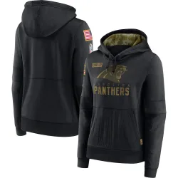 Carolina Panthers Women's 2020 Salute to Service Performance Pullover Hoodie (Black)