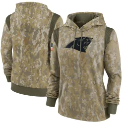 Carolina Panthers Women's 2021 Salute to Service Therma Performance Pullover Hoodie (Olive)