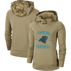 Carolina Panthers Women's Khaki 2019 Salute to Service Therma Pullover Hoodie ()