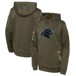 Carolina Panthers Youth 2022 Salute to Service Performance Pullover Hoodie (Olive)