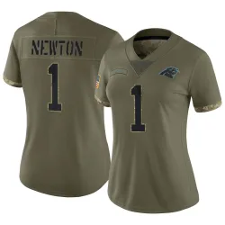 Cam Newton Carolina Panthers Limited Women's 2022 Salute To Service Jersey (Olive)