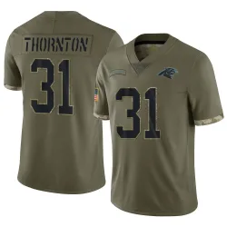 Corey Thornton Carolina Panthers Limited Youth 2022 Salute To Service Jersey (Olive)