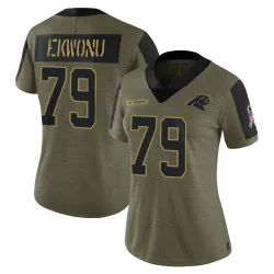 Ikem Ekwonu Carolina Panthers Limited Women's 2021 Salute To Service Jersey (Olive)