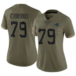 Ikem Ekwonu Carolina Panthers Limited Women's 2022 Salute To Service Jersey (Olive)