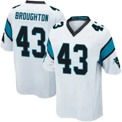 JaTravis Broughton Carolina Panthers Game Youth Jersey (White)