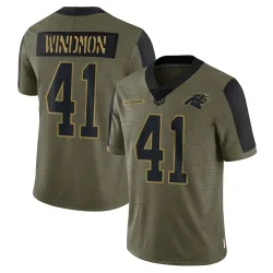 Jacoby Windmon Carolina Panthers Limited Men's 2021 Salute To Service Jersey (Olive)