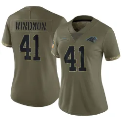 Jacoby Windmon Carolina Panthers Limited Women's 2022 Salute To Service Jersey (Olive)