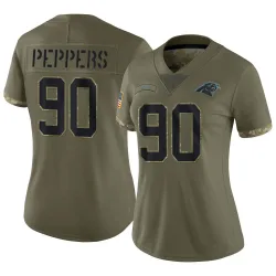 Julius Peppers Carolina Panthers Limited Women's 2022 Salute To Service Jersey (Olive)
