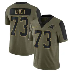 Michael Oher Carolina Panthers Limited Men's 2021 Salute To Service Jersey (Olive)