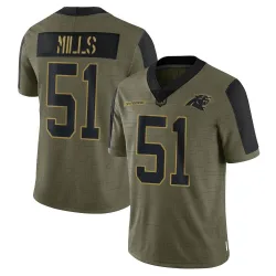 Sam Mills Carolina Panthers Limited Men's 2021 Salute To Service Jersey (Olive)