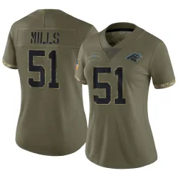 Sam Mills Carolina Panthers Limited Women's 2022 Salute To Service Jersey (Olive)